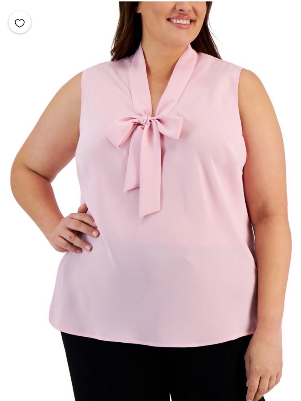 NEW Kasper Tutu Pink Sleeveless Tie Front Pullover Blouse Size 3X